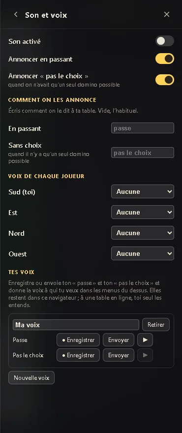 La page Son et voix avec une voix à toi